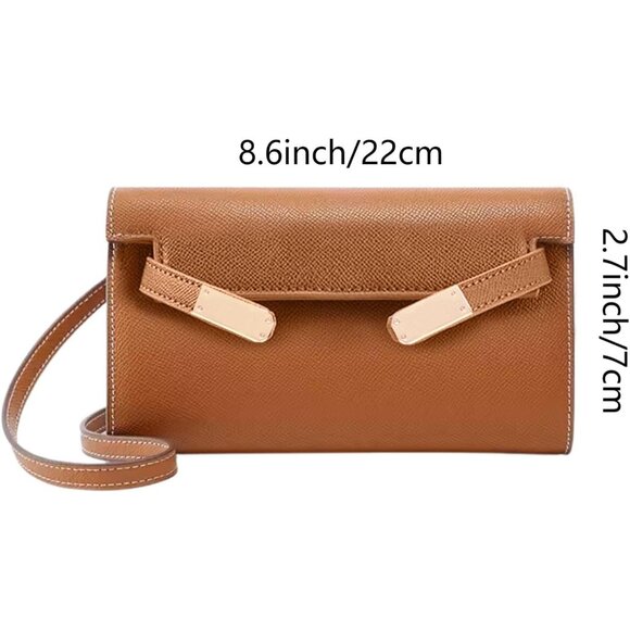 Women's Brown Compact Crossbody Hobo Shoulder Tote Bag with Twist Lock - Picture 3 of 3